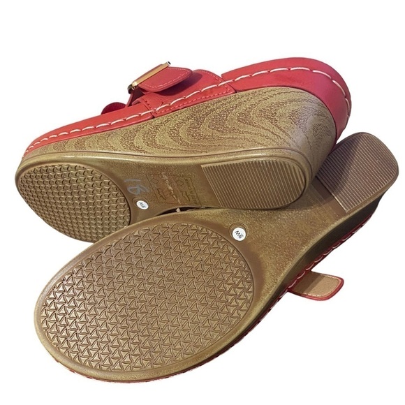 GC Sydney Rosette Padded Thong Wedge Sandals, Women’s 9W Coral NWOT - Picture 3 of 13